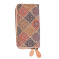 HONG KONG CLOSEOUT Khaki and Tribal Pattern Two Zipper Cork Wallet (7.5"x3.9"x1.5'') - Sticky add to cart bar