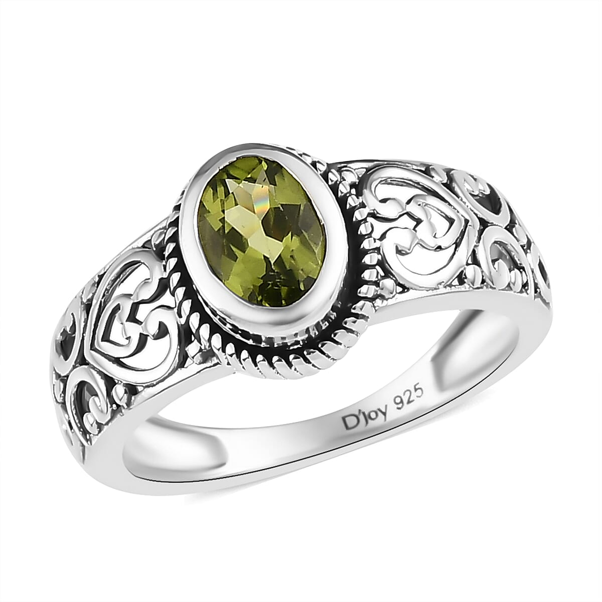 American Natural Arizona Peridot Solitaire Ring in Sterling Silver (Size 10.0) 0.85 ctw