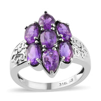 Amethyst Ring in Stainless Steel (Size 10.0) 2.90 ctw