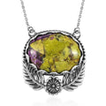 Artisan Crafted Tasmanian Stichtite Leaf & Floral Necklace 18 Inches in Sterling Silver 13.75 ctw - Sticky add to cart bar