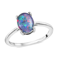 Boulder Opal Triplet Solitaire Ring in Sterling Silver 0.90 ctw
