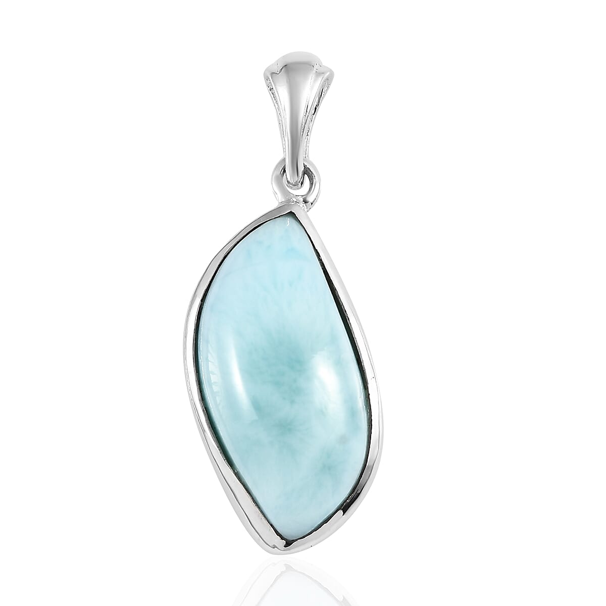 Artisan Crafted Larimar Solitaire Pendant in Sterling Silver 8.10 ctw