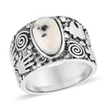 Artisan Crafted White Buffalo Solitaire Ring in Sterling Silver 3.35 ctw - Sticky add to cart bar