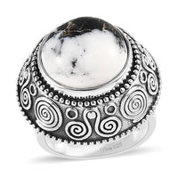 Artisan Crafted White Buffalo Ring in Sterling Silver (Size 10.0) (Del. in 5-7 Days) 9.50 ctw