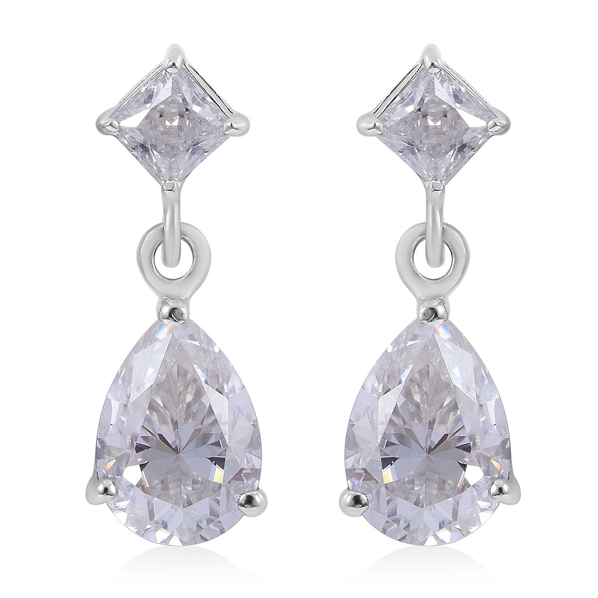 Moissanite Dangle Earrings in Platinum Over Sterling Silver 5.35 ctw