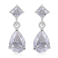 Moissanite Dangle Earrings in Platinum Over Sterling Silver 5.35 ctw - Sticky add to cart bar