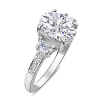 Concave Cut Moissanite Ring in Platinum Over Sterling Silver 2.40 ctw (Delivery in 5-7 Business Days)