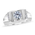 Moissanite (Rnd 6.5mm) Men's Ring in Platinum Over Sterling Silver (Size 10.0) 1.15 ctw - Sticky add to cart bar