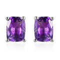 Premium Moroccan Amethyst Solitaire Stud Earrings in Platinum Over Sterling Silver 3.00 ctw - Sticky add to cart bar