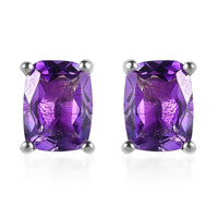 Premium Moroccan Amethyst Solitaire Stud Earrings in Platinum Over Sterling Silver 3.00 ctw