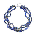 Lapis Lazuli Chips 3 Row Necklace 18-20 Inches in Silvertone 350.00 ctw - Sticky add to cart bar