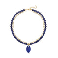 Lapis Lazuli Pendant with Beaded Necklace (18-20 Inches) in Goldtone 286.00 ctw - Sticky add to cart bar