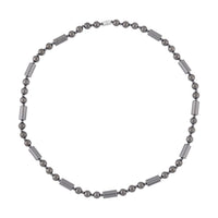Hematite Beaded Men's Necklace 24 Inches in Silvertone 515.00 ctw