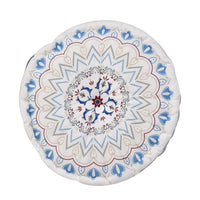 Homesmart Blue Round Floral Printed Floor Cushion (Dia. 15.75")