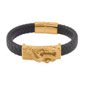 Faux Leather Cord Dragon Men's Bracelet in ION Plated YG Stainless Steel (8.50 In) - Sticky add to cart bar