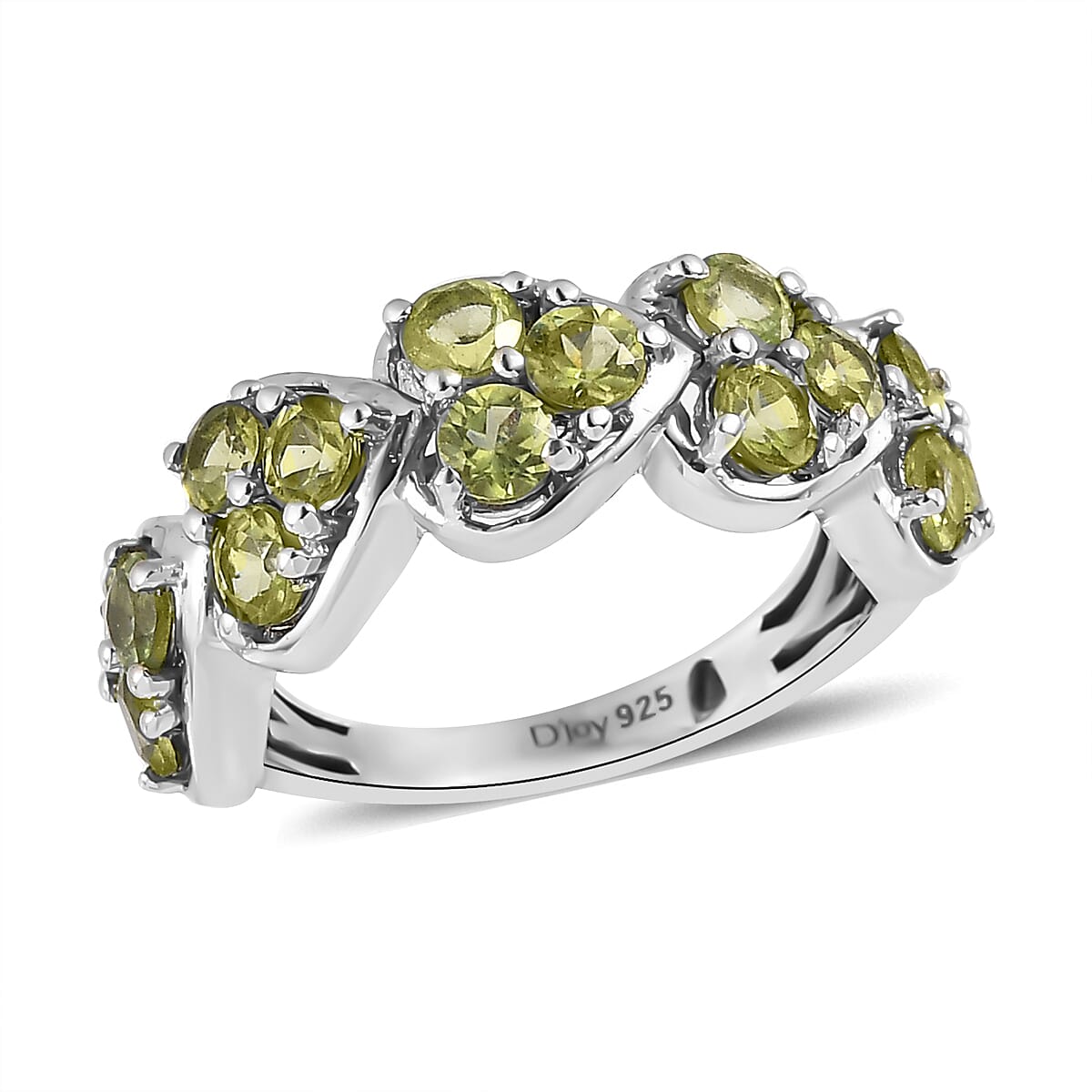 American Natural Arizona Peridot Ring in Platinum Over Sterling Silver (Size 9.0) 1.85 ctw