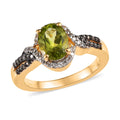 American Natural Arizona Peridot, Natural Champagne and White Zircon Split Shank Ring in Vermeil Yellow Gold Over Sterling Silver 1.85 ctw - Sticky add to cart bar