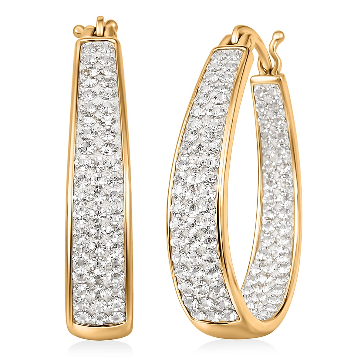 Austrian Crystal Hoop Earrings in Rosetone