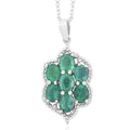 AAA Kagem Emerald and White Zircon Pendant Necklace 18 Inches in Rhodium Over Sterling Silver 2.40 ctw - Sticky add to cart bar