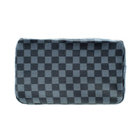 Unisex Black and Gray Vegan Leather Checkered Dopp Kit
