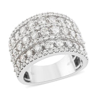 10K White Gold Diamond G-H I1 Multi Row Ring 6.90 Grams 2.00 ctw