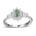 Narsipatnam Alexandrite and Natural White Zircon Halo Ring in Platinum Over Sterling Silver (Size 10.0) 0.80 ctw - Sticky add to cart bar