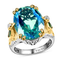 Peacock Quartz and Multi Gemstone Ring in Vermeil Yellow Gold and Platinum Over Sterling Silver (Size 9.0) 9.00 ctw - Sticky add to cart bar