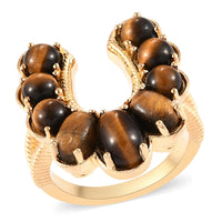 KARIS Lapis Lazuli and Multi Gemstone Horseshoe Ring in ION Plated 18K YG 4.50 ctw