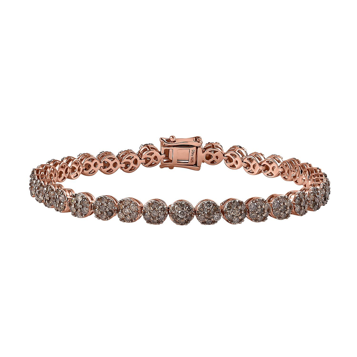 Natural Champagne Diamond Tennis Bracelet in Vermeil RG Over Sterling Silver (8.00 In) (12.85 g) 5.00 ctw