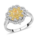 Natural Yellow And White Diamond Flower Ring, Yellow Diamond Ring, Floral Cluster Ring, 14K White and Yellow Gold Ring, Wedding Ring For Her 1.00 ctw (Size 10) - Sticky add to cart bar