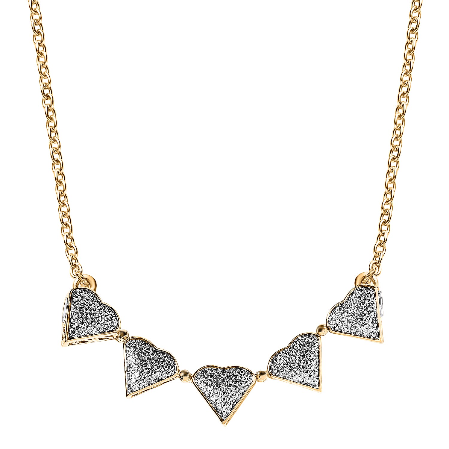Karis White Diamond Accent Necklace in 18K YG Plated and ION Plated YG Stainless Steel 18 Inches