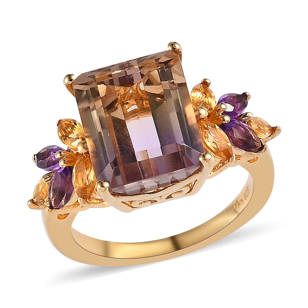 AAA Anahi Ametrine and Multi Gemstone Ring in Vermeil Yellow Gold Over Sterling Silver 5.65 ctw