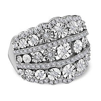 White Diamond 0.51 ctw Ring in Platinum Over Sterling Silver (Size 5.5) (6.8 g)