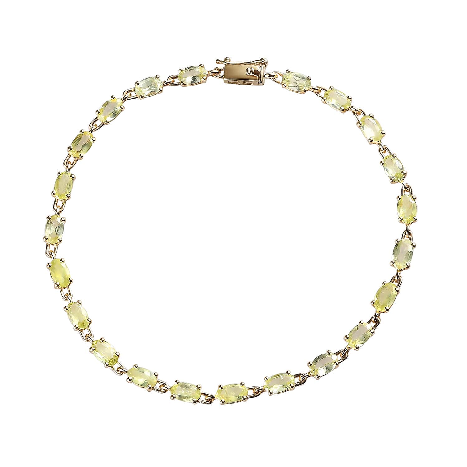 Luxoro 10K Yellow Gold Premium Natural Chrysoberyl Tennis Bracelet (7.25 In) 5.90 ctw