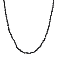Natural Thai Black Spinel Beaded Necklace 18 Inches in Platinum Over Sterling Silver 33.00 ctw