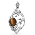 South African Tiger's Eye Solitaire Pendant in Platinum Over Copper with Magnet 6.60 ctw - Sticky add to cart bar
