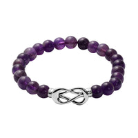 Amethyst 7-9mm Beaded Bracelet with Magnetic Clasp in Stainless Steel 75.00 ctw