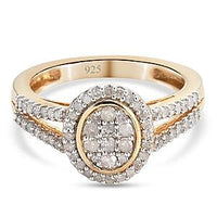 Diamond Cluster Ring in  in 14K YG Over Sterling Silver (Size 11.5) 0.49 ctw