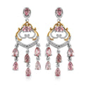 Blush Tourmaline and White Zircon Chandelier Earrings in Vermeil Yellow Gold and Platinum Over Sterling Silver 3.35 ctw - Sticky add to cart bar
