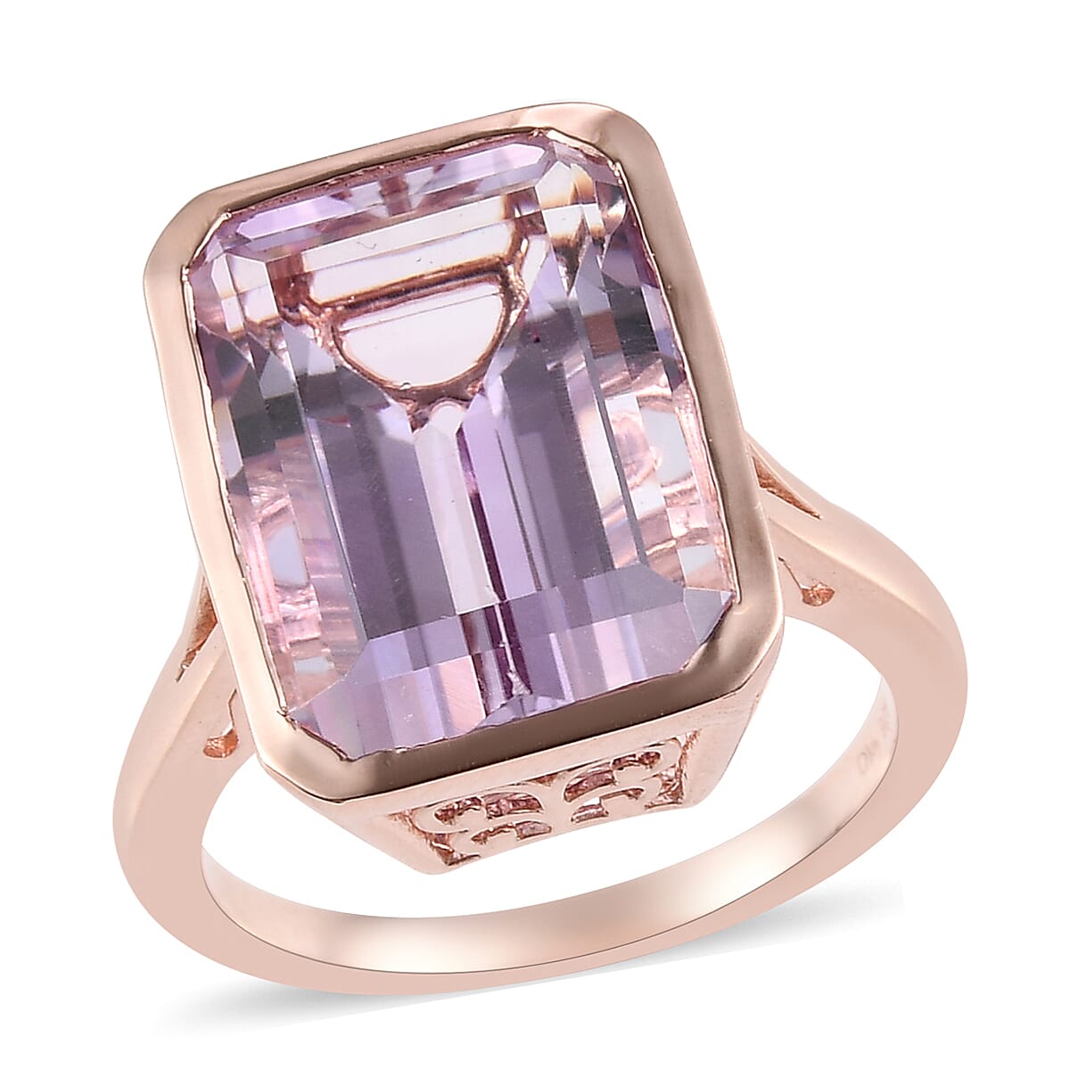 Rose De France Amethyst Solitaire Ring in Vermeil RG Over Sterling Silver 15.40 ctw