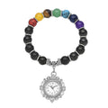 Genoa Japanese Movement Shungite and Seven Chakra Gemstone Beaded Stretch Bracelet Charm Watch 136.00 ctw - Sticky add to cart bar