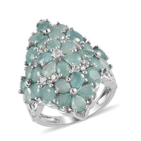 Grandidierite, Natural White Zircon Elongated Ring in Platinum Over Sterling Silver (Size 9.0) 5.20 ctw
