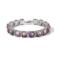 Premium Anahi Ametrine, White Zircon Cluster Bracelet in Platinum Bond (7.25 In) 56.90 ctw