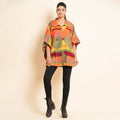 TAMSY Orange and Olive Jacquard Jacket - One Size Missy - Sticky add to cart bar