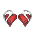 Green and White Austrian Crystal Heart Earrings in Silvertone - Sticky add to cart bar