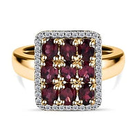 Anthill Garnet and White Zircon 2.33 ctw Ring in Vermeil Yellow Gold Over Sterling Silver (Size 9)