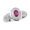 Premium Mozambique Ruby and White Topaz Halo Ring in Platinum Over Sterling Silver (Size 5.0) 1.75 ctw - Sticky add to cart bar