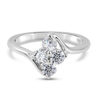 Moissanite 0.70 ctw Ring in Platinum Over Sterling Silver (Size 9.0)