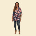 TAMSY Navy Floral Drape Jacket - Small - Sticky add to cart bar