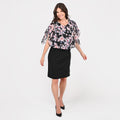 TAMSY Black Floral Dress with Overlay - L - Sticky add to cart bar